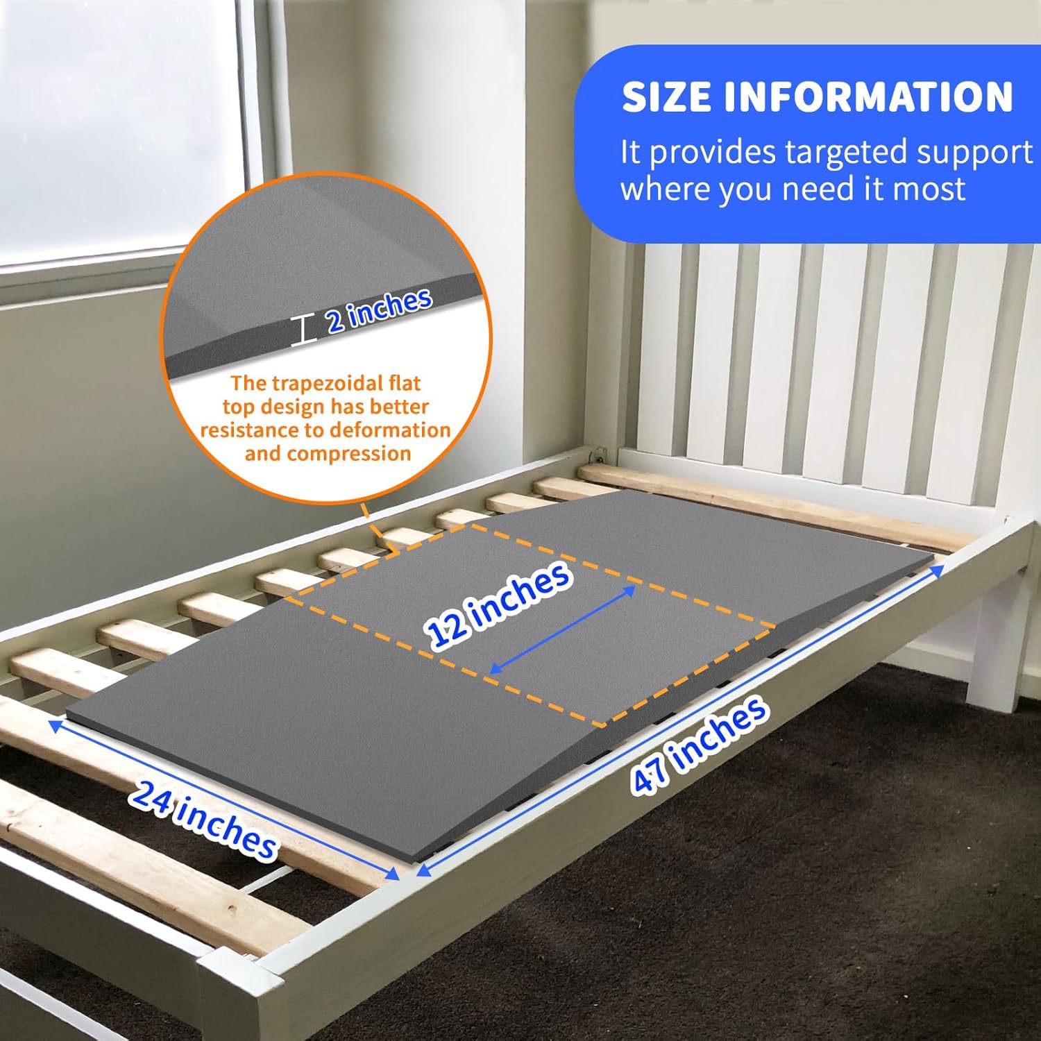 Ultra-Thick Sagging Support Pad Sponge High-Density Mattress Memory Foam Pad Prevents Sagging Mattress Thickening and Prevents Collapse