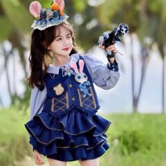 2025新款朱迪兔子警官头饰小女孩动物城兔耳朵帽子发夹女铃铛发饰