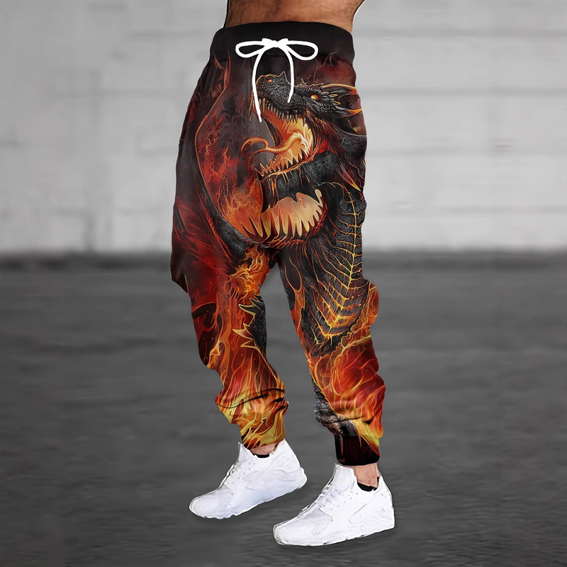 Independent Station Cross-border Foreign Trade Men's 3D Colorful Printing Sports Casual Pants Fashion All-match Autumn Drawstring Pants