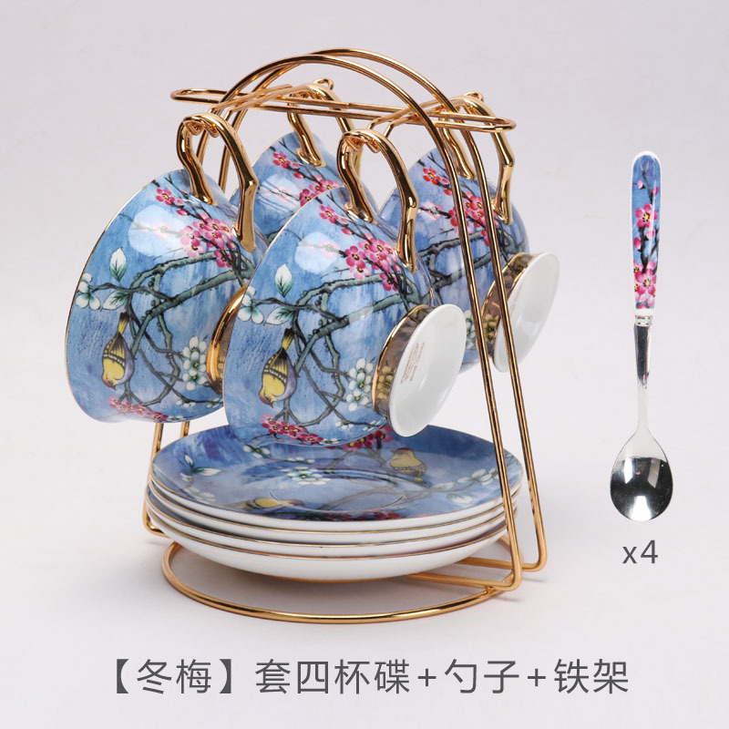 Luz de estilo europeo de lujo hueso China taza de café y platillo traje británico té de la tarde juego de gama alta exquisita novias regalo