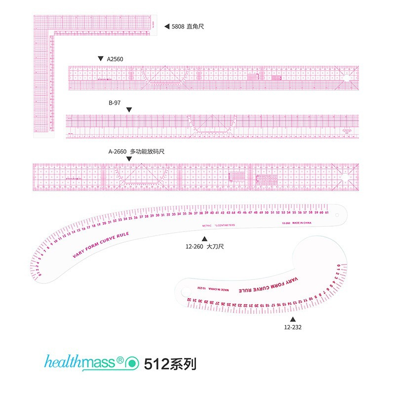 Nueva regla de corte de ropa del fabricante, regla de escala incorporada, regla de corte multifuncional, regla de coma, regla curva