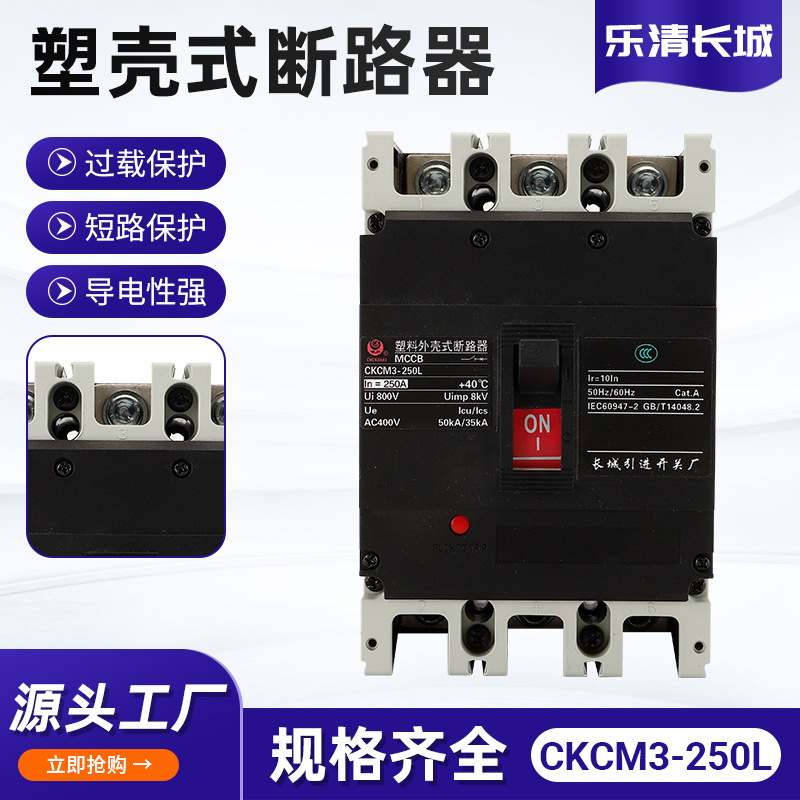 厂家供应塑壳式断路器CKCM3-250L常熟开关空气开关塑壳式断路器