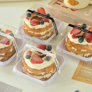 Trendy Wheel Puff Pastry Packaging Box Large Pastry 4inch Small Cake Dessert Packaging Box Cut into Pieces Tiramisu Box