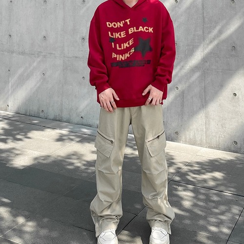 American Retro High Street Vibe Zipper Split Crease Khaki Work Pants for Men, Ins Trendy Straight Leg Micro-Wide Pants