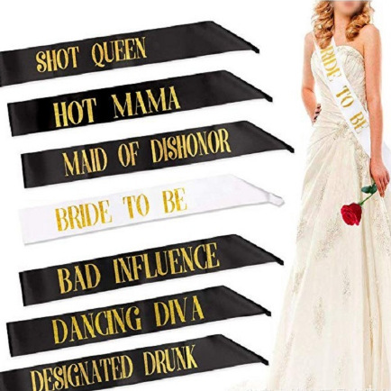 HOT MAMA ceremonial correa de un solo partido correa de hombro Nueva Novia a ser correa de hombro 7 unidades traje impreso oro