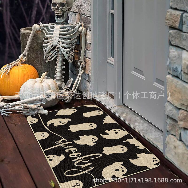 Amazon Temu ハロウィンゴーストフロアマット、汚れにくい玄関ドアマット、バスルーム吸収性フットマット、リビングルーム装飾フロアマット|undefined
