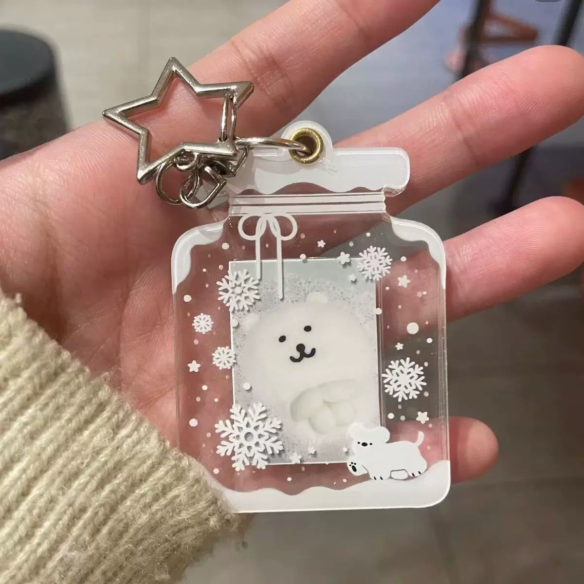 小红书同款文创雪花系列证件一寸相片亚克力相框钥匙扣背包挂件