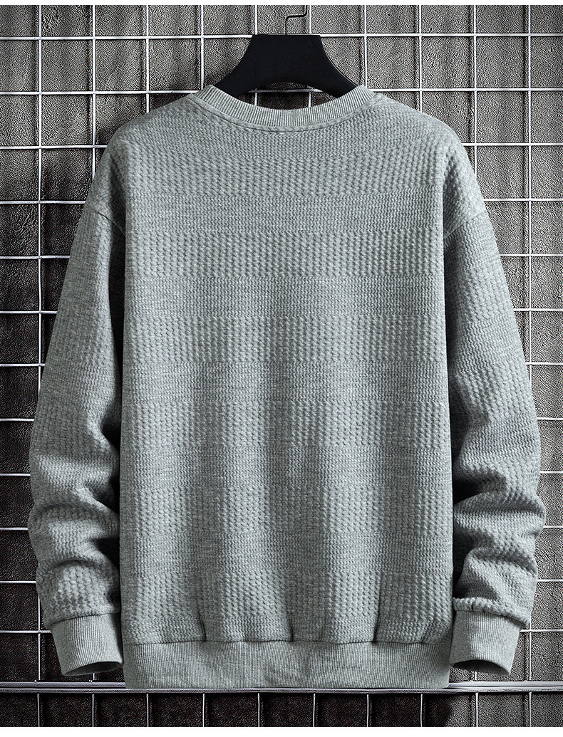 Men's Sweatshirt Solid Colour Jacquard Crew Neck Casual Top_voghion.com