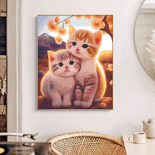 Tiktok Kuaishou cross-border one-piece delivery full embroidery cross stitch 2023 new style living room thread embroidery cute healing cat