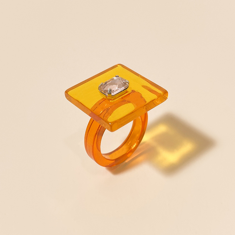 Rectangle Pattern Simple Style IG Style Rectangle Arylic Inlay Gem Women's Rings