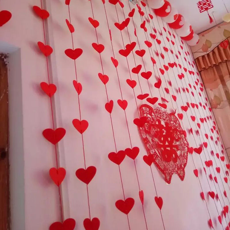 Wedding supplies, wedding room decoration, curtains, non-woven creative flower loops, wedding celebration decorations, heart-shaped door curtains