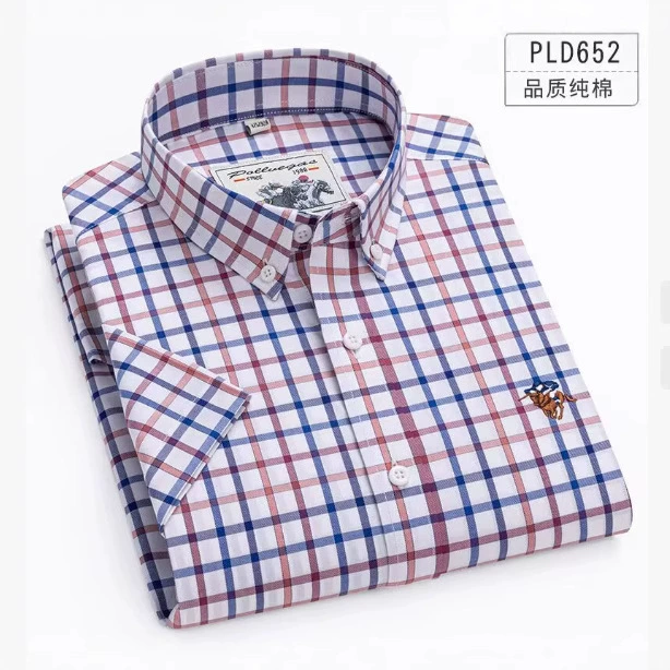 Новая летняя мужская рубашка из чистого хлопка для молодых и средних лет с короткими рукавами из чистого хлопка, полосатая хлопковая рубашка с половиной рукавов, повседневная повседневная одиночная рубашка