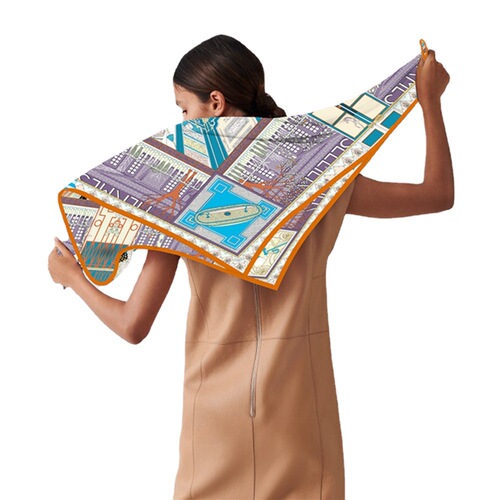 Spring new 90 square scarf, machine rolled edge, handmade table printing, women's headscarf, shawl, large square scarf, retro wholesale