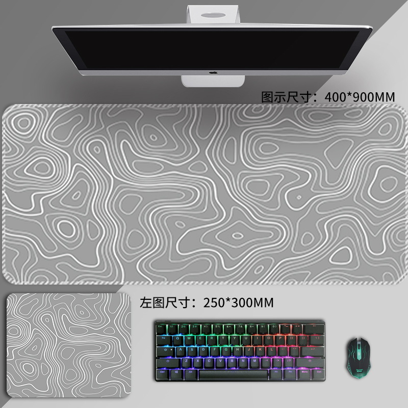 Simple blanco y negro alfombrilla de ratón línea terreno geográfico de gran tamaño teclado pad internet café Oficina aprendizaje e-sports escritorio pad