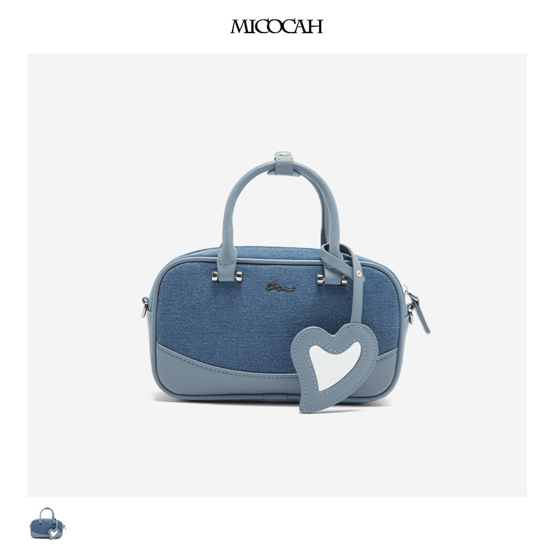 【Dropshipping】Micocah New Women's Bag, Color-Blocked Denim Handbag, Small Square Bag, Shoulder Bag, Crossbody Bag
