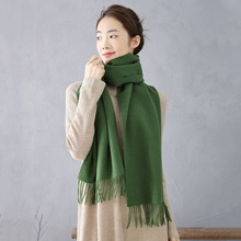 羊羔毛围巾丛林绿羊毛加长冬季品牌商务日系一件代发加厚情侣亲子