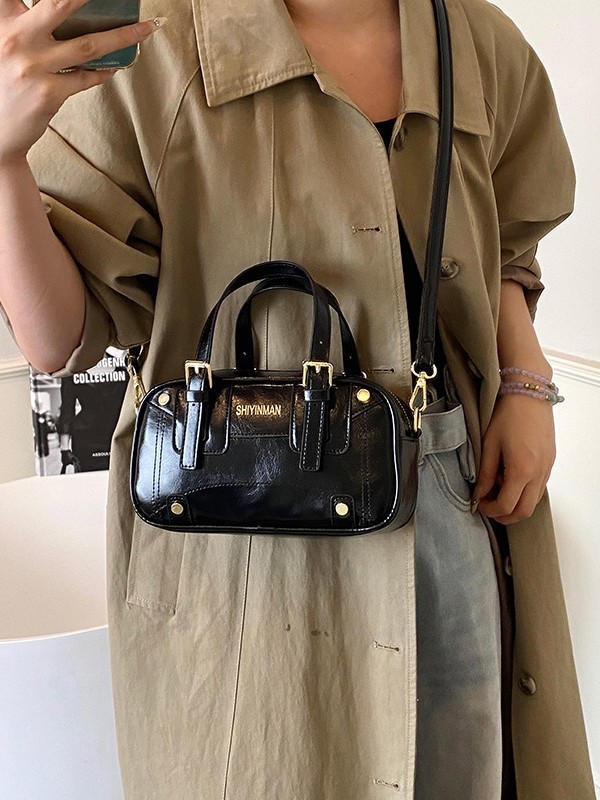 小众设计保龄球包包女式2025新款高级感复古斜挎包超火时尚手提包|undefined