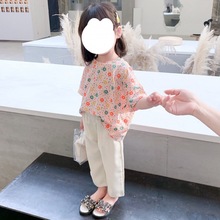 女童短袖T恤网红洋气儿童夏装2023款韩版时髦宝宝小雏菊半袖上衣.