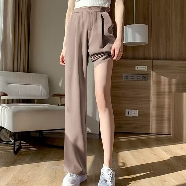 Wide-leg pants women's pants draping loose high waist khaki suit pants spring and autumn narrow straight casual mopping pants