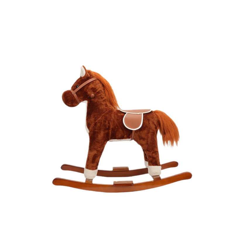 Caballo Mecedora de Peluche, Madera, Calmante, para Bebés y Niños