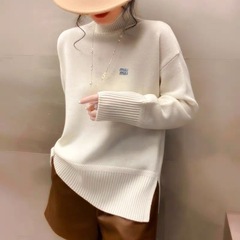 跨境2025年圆领软糯毛衣套头秋冬新品宽松百搭慵懒外穿女装打底衫