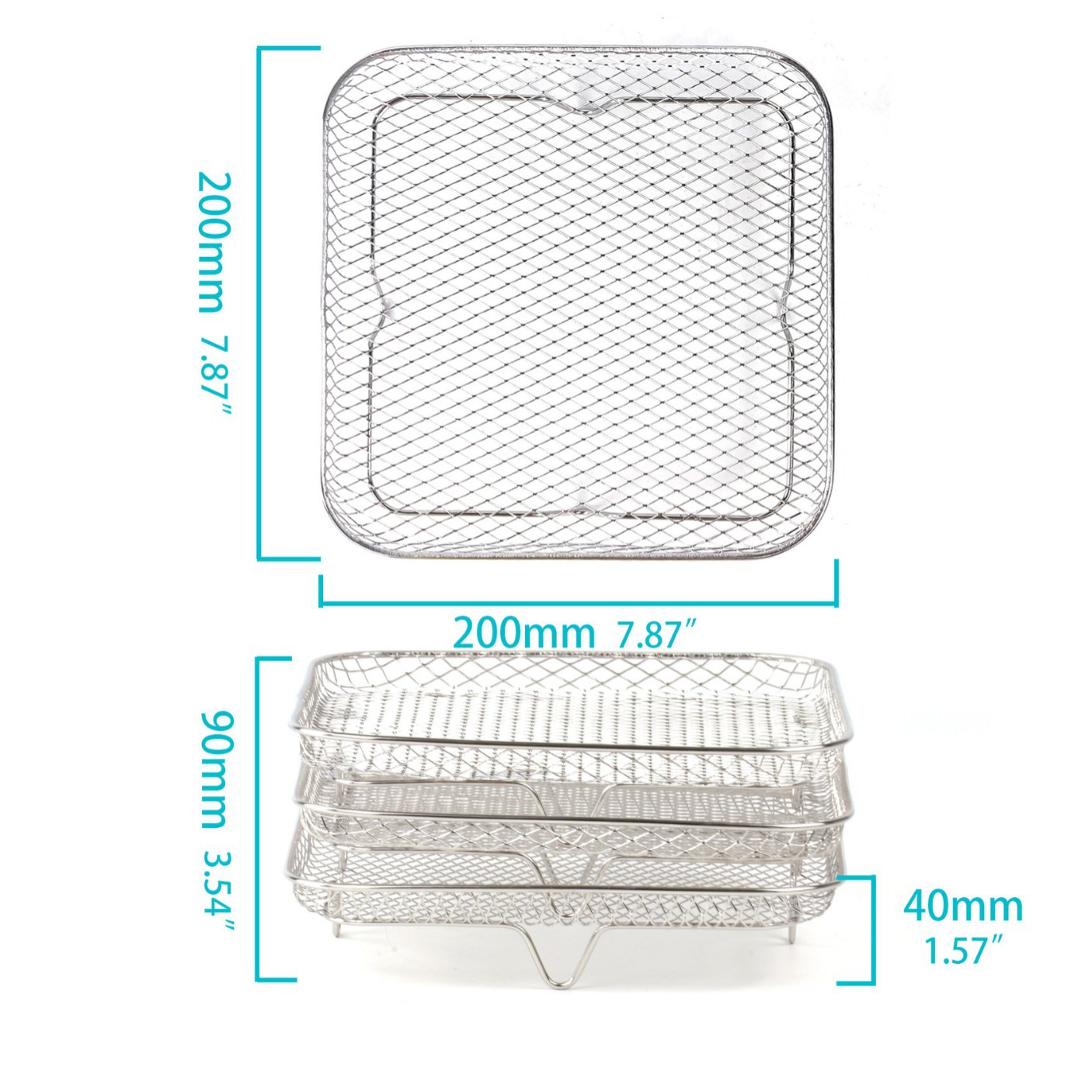 Rejilla para Freidora de Aire 3 Capas, Acero Inoxidable 304, Desmontable, Antióxido image 16