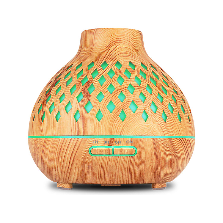 Cruz de tipo diamante grano de madera máquina de aromaterapia hogar ultrasónico humidificador de aire control remoto colorido aceite esencial máquina de aromaterapia