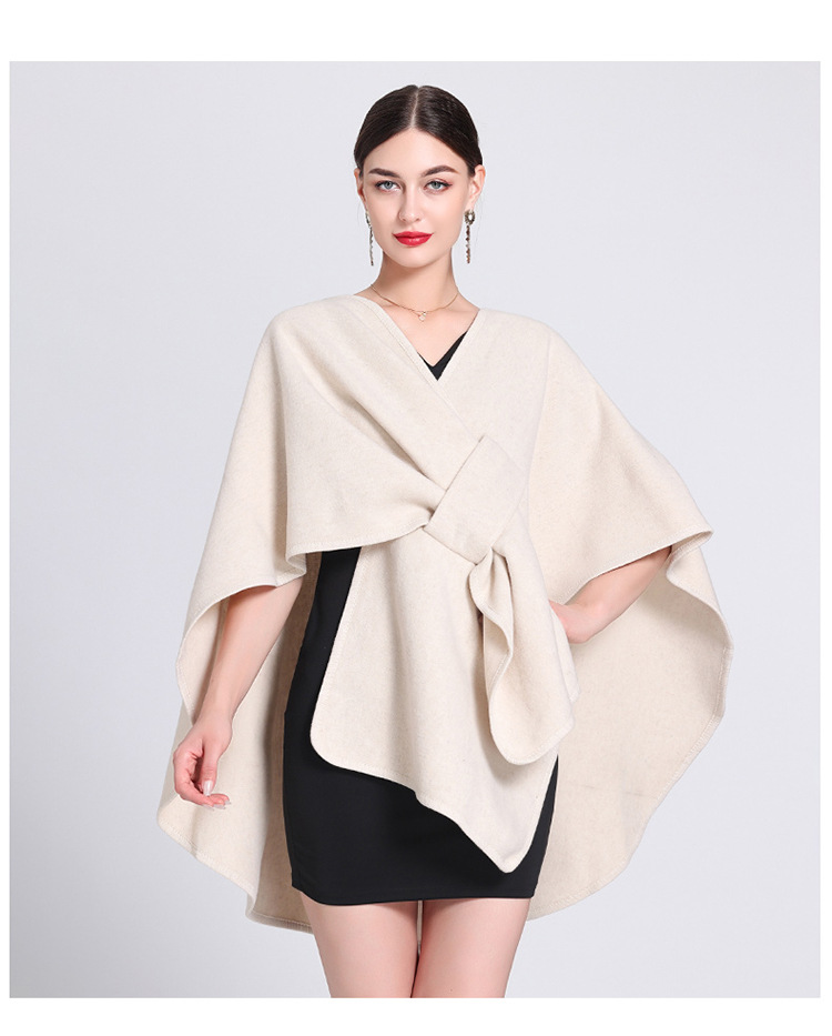 Fashion cape cape with cape outside large size knitted cardigan loose coat women_voghion.com