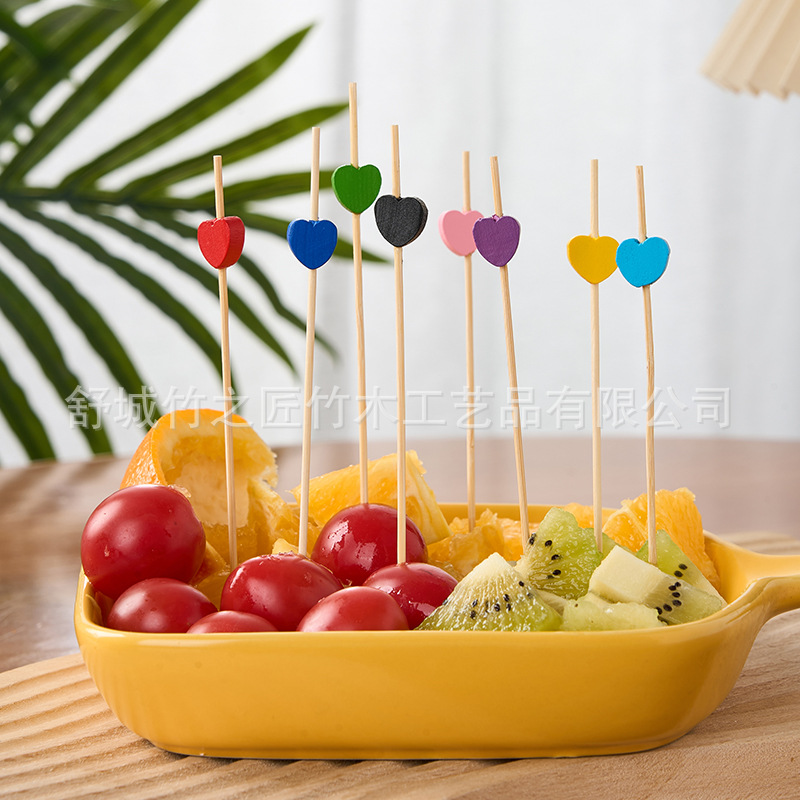 Palillos de Bambú con Corazón Desechables para Cócteles y Postres image 5