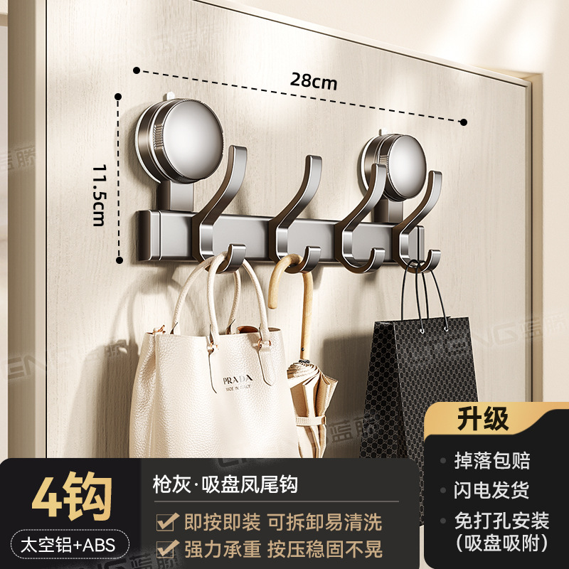 Gancho trasero de puerta de ventosa no perforado viscose fuerte puerta de soporte de carga trasera percha de ropa almacenamiento pared colgante rack gancho de fila