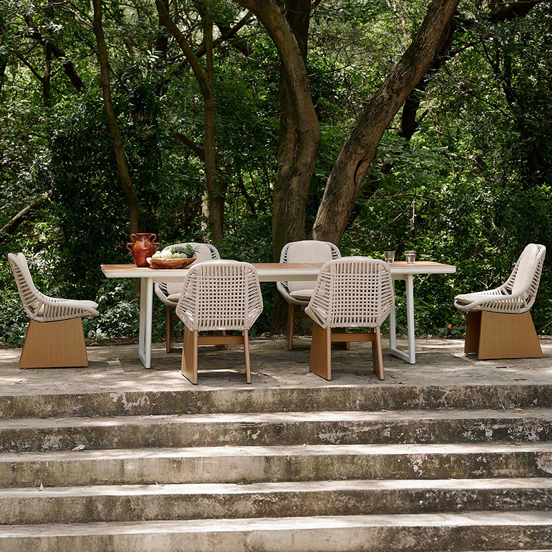 Mesa y sillas al aire libre patio muebles de caña impermeables casa modelo diseñador de hotel villa balcón ocio mesa y sillas redondas