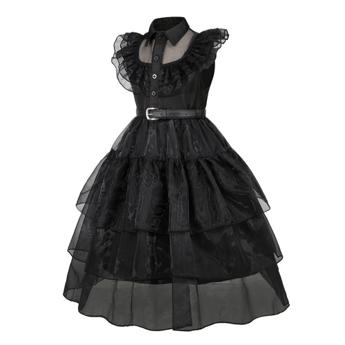 Wednesday Halloween Kids Adam Black Dress Costume Cross-border Dropshipping One Piece