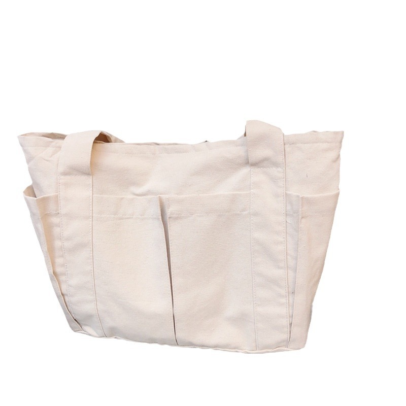 Bolso tote de lona, bolso de compras coreano de gran capacidad, bolso de hombro portátil para mujer y estudiante