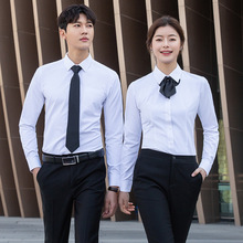 长袖粗斜纹职业衬衫女男女同款修身商务衬衣办公室工作服绣logo
