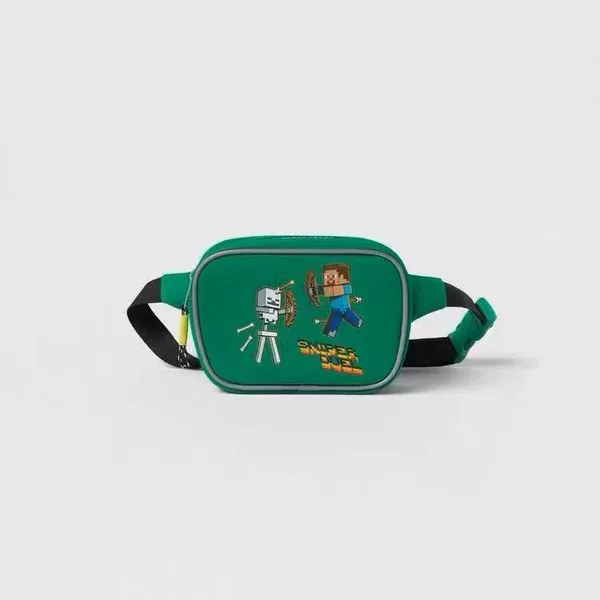 New Children's Bag for Boys, Co-Branded with Minecraft, Printed Waist Bag and Chest Bag 1483050