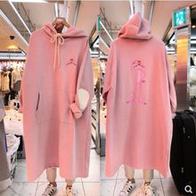 特大码女装胖春秋装新款韩版宽松中长款长袖孕妇连衣裙卫衣