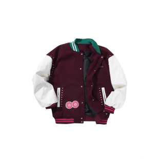 Cross-Border Hip-Hop Embroidered Letter Baseball Jacket with Contrasting Colors for Men and Women American Heavy Jacket Cardigan Trend