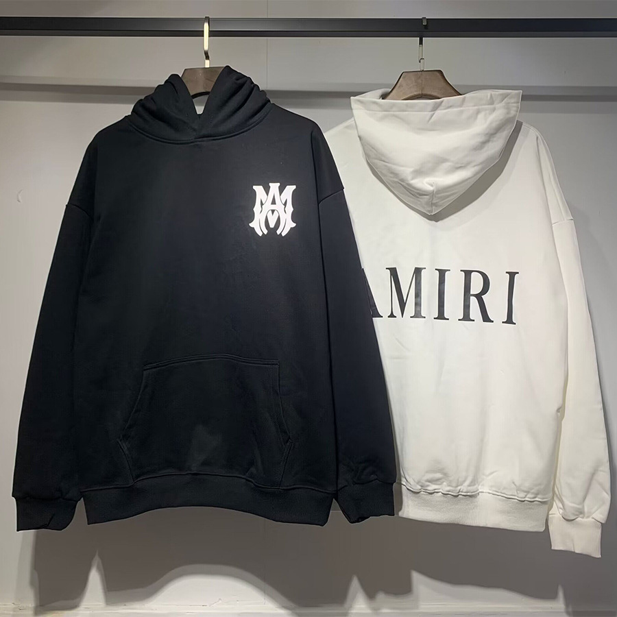 AMIRI suéter colección de letras de impresión transfronterizas 360 gramos de anillo masculino suelto casual sudadera encapuchada