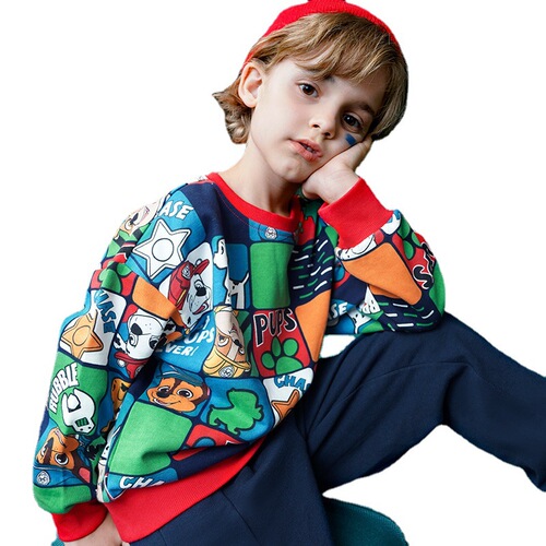 Wangwang Team Clothing Children's Hoodie 2024 Spring New Arrival Boys Cartoon T-shirt Casual Pants Set for Girls