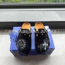 克罗伈联名博肯半拖包头拖鞋情侣款2024真牛皮包头拖鞋外贸大码鞋