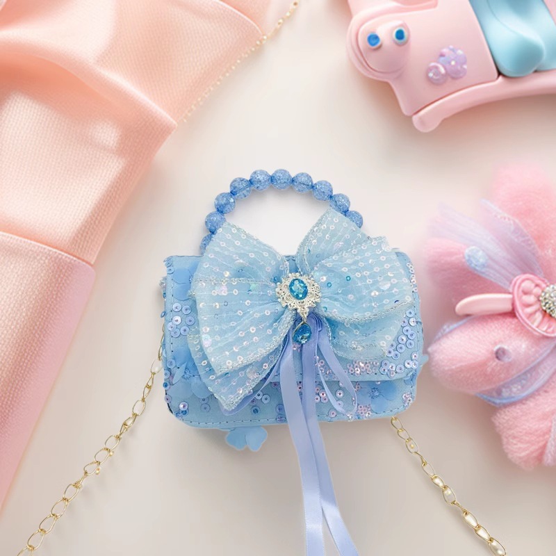 Fantástico arco de encaje princesa mochila lindos carteles animados niños bolsos de hombro bolsos de perlas de dibujos animados