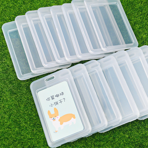 Factory direct sales simple transparent flip bus card holder plastic meal card protective cover student name badge holder