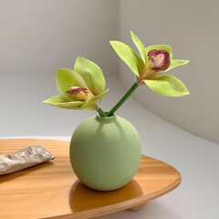 インスタイル造花オーキッド造花ホームリビングルームテーブルトップ花装飾玄関花瓶花装飾品