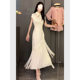 New Chinese Style Cheongsam Dress 2025 New Unique and Beautiful Elegant Classy Off-White Waist Splicing Dress