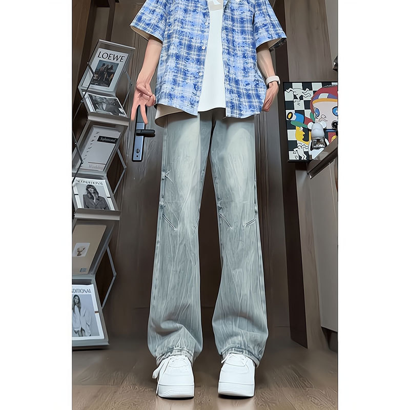 2026 nuevo retro hacer viejos jeans de primavera hombre recto vibe callejera diseño de pantalones de alta calidad