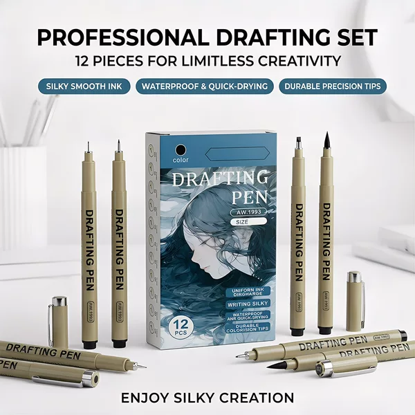 Cross-border best-selling line pen set for art design and drawing, hand-drawing pen, sketching and drawing special needle pen