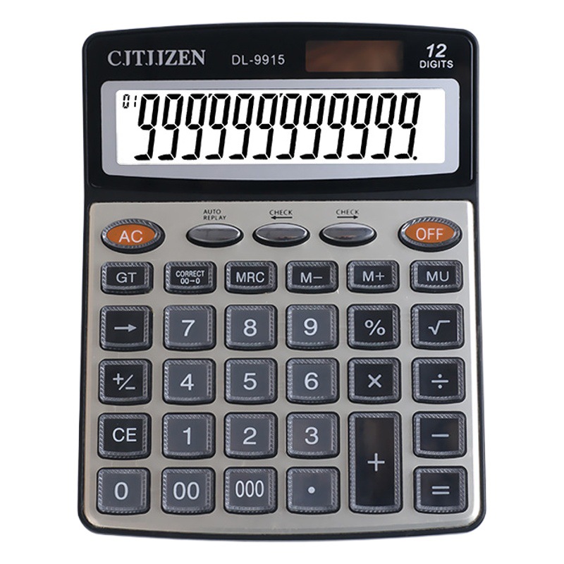 Calculadora solar de 12 bits DL-9915 Calculadora de botón de cristal de oficina de contabilidad de doble potencia al por mayor