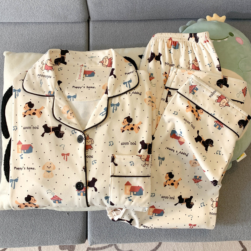 Dots Hello Kitty pijamas de lana de mujeres otoño y invierno de coral acolchado grueso ropa para el hogar de chicas lindas