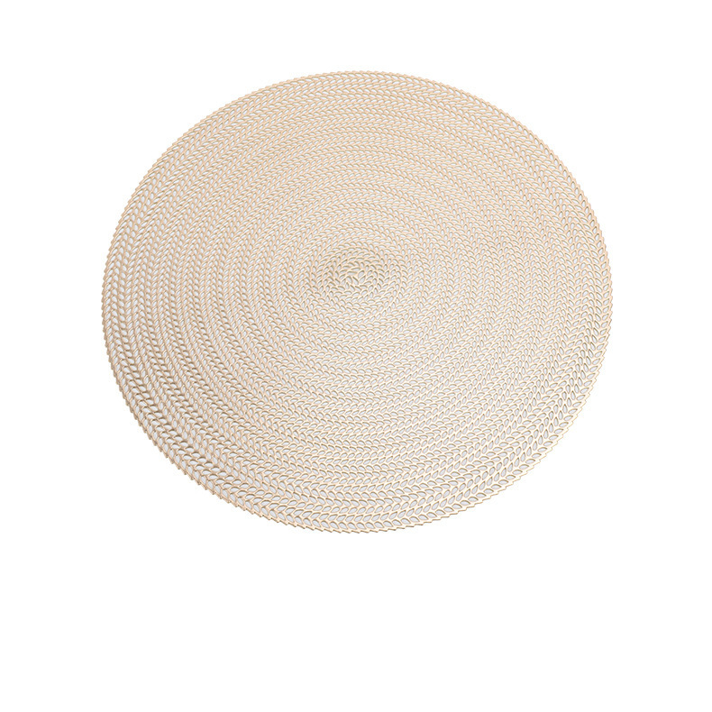 Nuevo dorado mantel hueco de oro y plata trigo oreja redonda antideslizante estera PVC estera de mesa de montaña estera de aislamiento decorativo occidental mantel