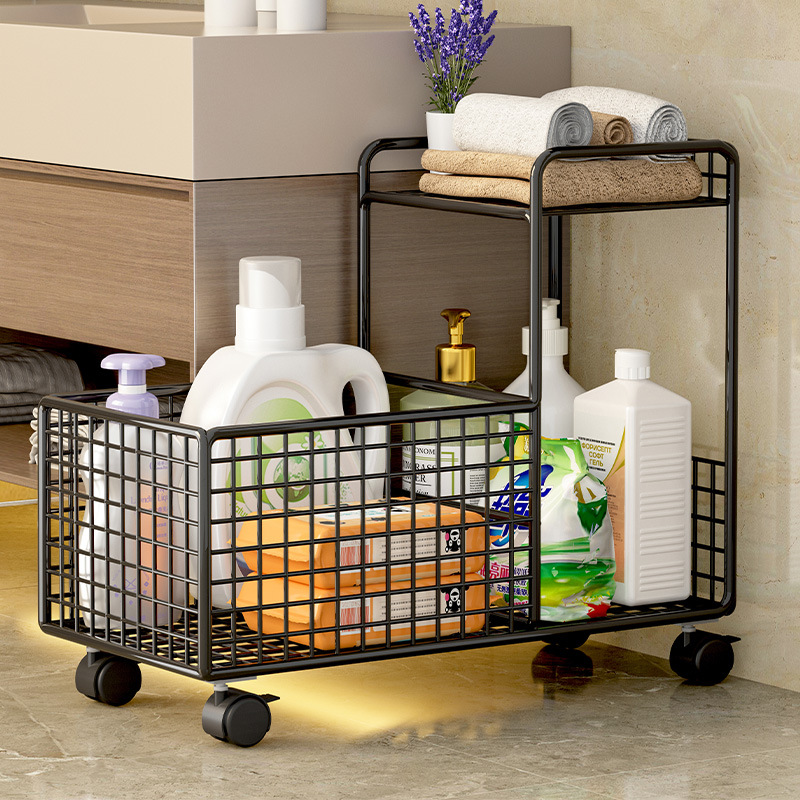 Estante Móvil de Almacenamiento para Baño de Hierro, Multicapa